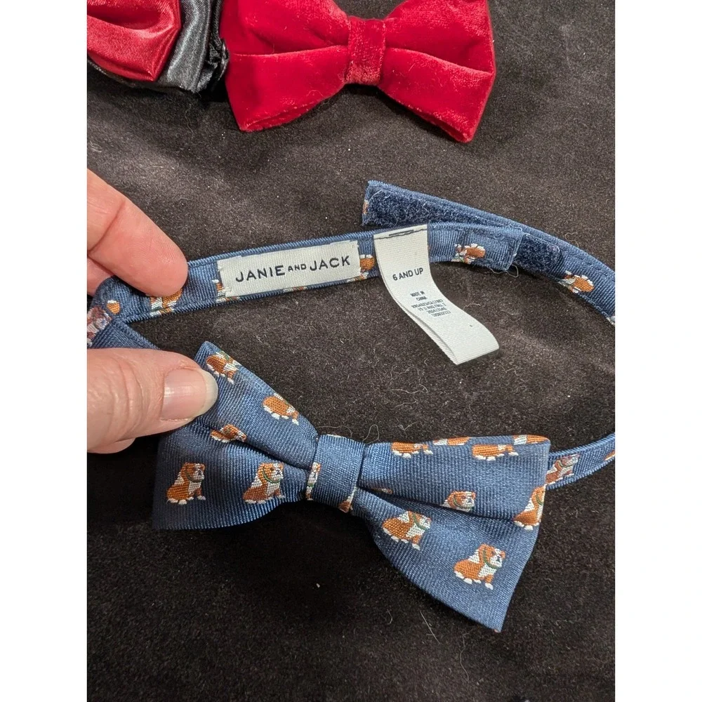 Boys Bow Tie Lot 7pc Red Velvet Christmas Dog Pattern American‎ Traditions